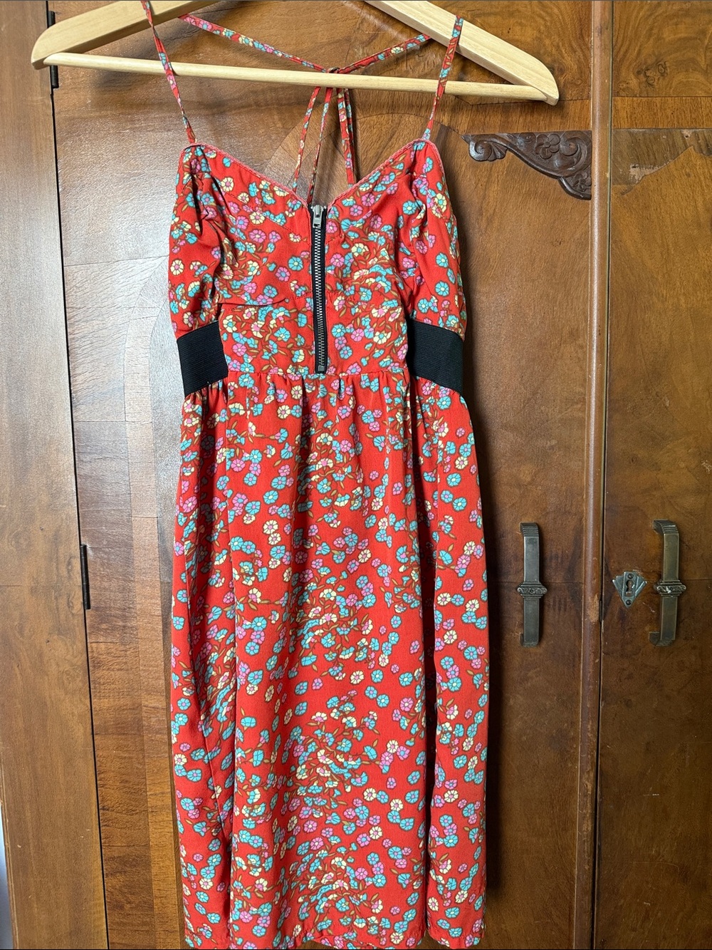 Women's Red Floral Spaghetti-Strap Dress